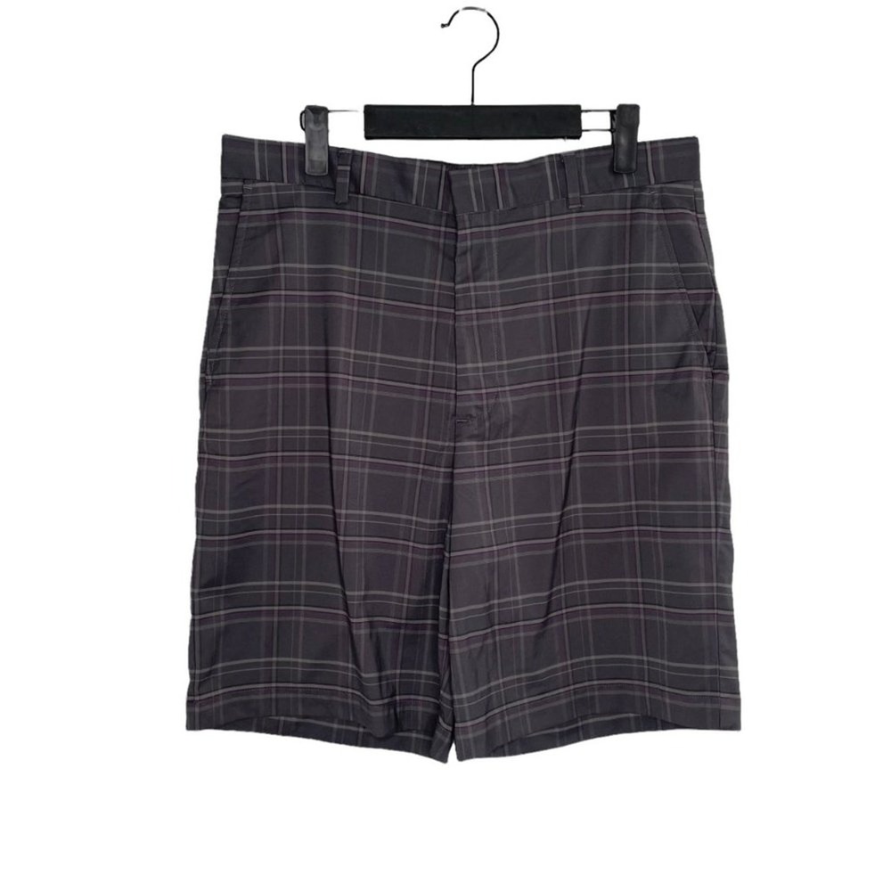 Walter Hagen Mens Plaid Golf Shorts Grey Purple W32 Performance Stretch Shorts